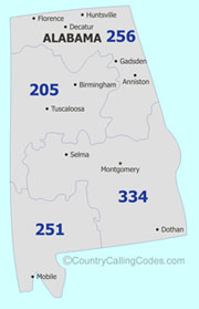Alabama area code map