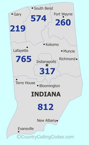 Indiana area code map