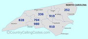North-Carolina area code map