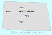 North-Dakota area code map