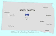 South-Dakota area code map