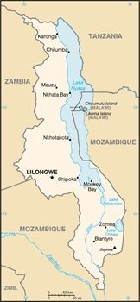 Country map of Malawi